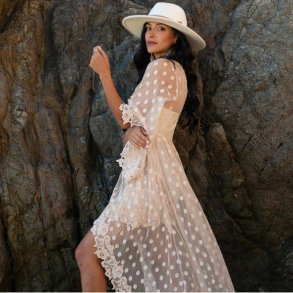 Joyfolie Gigi Lace Hi Low Fairy Dress in Oat Size XXS NWT - Picture 2 of 10